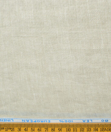 J.Hampstead Men's 60 LEA European Linen Self Design 2.25 Meter Unstitched Shirting Fabric (Sand Stone Beige)
