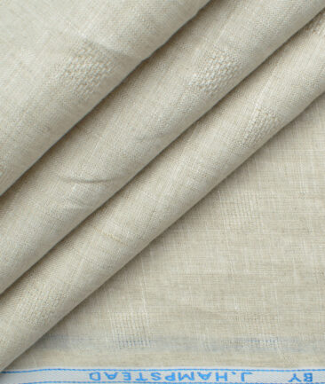 J.Hampstead Men's 60 LEA European Linen Self Design 2.25 Meter Unstitched Shirting Fabric (Sand Stone Beige)