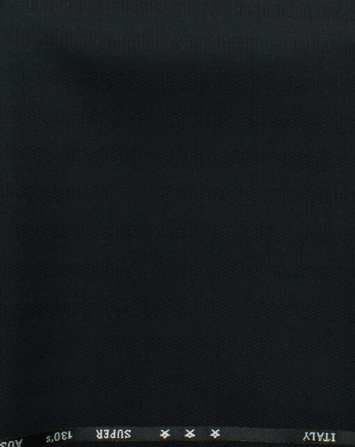J.Hampstead Men's 60% Wool Striped Super 130's1.30 Meter Unstitched Trouser Fabric (Black)