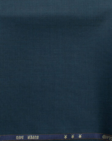 J.Hampstead Men's 60% Wool Self Design Super 140's1.30 Meter Unstitched Trouser Fabric (Aegean Blue)