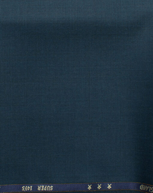 J.Hampstead Men's 60% Wool Self Design Super 140's1.30 Meter Unstitched Trouser Fabric (Aegean Blue)