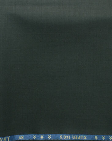 J.Hampstead Men's 60% Wool Solids Super 140's1.30 Meter Unstitched Trouser Fabric (Dark Seaweed Green)