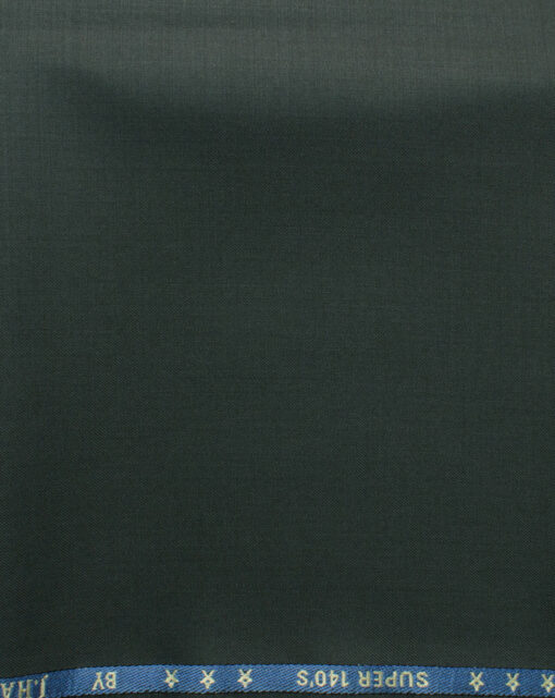 J.Hampstead Men's 60% Wool Solids Super 140's1.30 Meter Unstitched Trouser Fabric (Dark Seaweed Green)