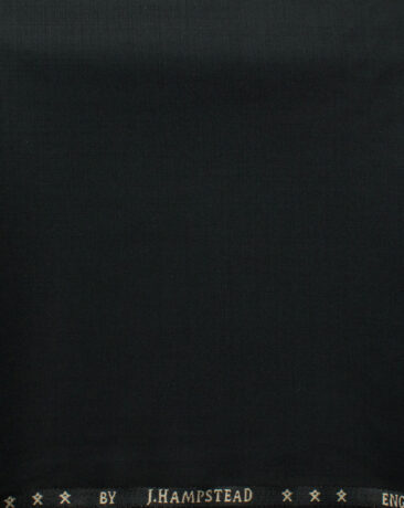 J.Hampstead Men's 60% Wool Solids Super 140's1.30 Meter Unstitched Trouser Fabric (Black)