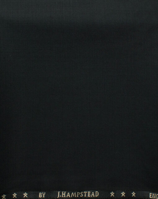 J.Hampstead Men's 60% Wool Solids Super 140's1.30 Meter Unstitched Trouser Fabric (Black)