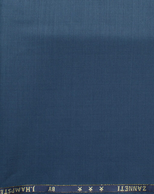 J.Hampstead Men's 60% Wool Self Design Super 140's1.30 Meter Unstitched Trouser Fabric (Aegean Blue)