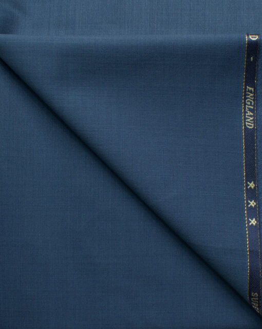 J.Hampstead Men's 60% Wool Self Design Super 140's1.30 Meter Unstitched Trouser Fabric (Aegean Blue)