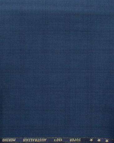 J.Hampstead Men's 60% Wool Checks Super 130's1.30 Meter Unstitched Trouser Fabric (Aegean Blue)