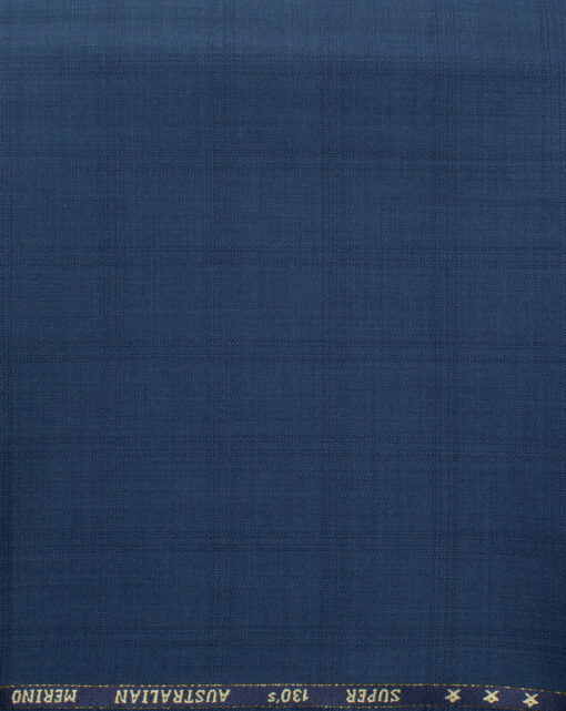 J.Hampstead Men's 60% Wool Checks Super 130's1.30 Meter Unstitched Trouser Fabric (Aegean Blue)