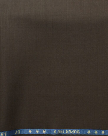 J.Hampstead Men's 60% Wool Solids Super 140's1.30 Meter Unstitched Trouser Fabric (Chocolate Brown)