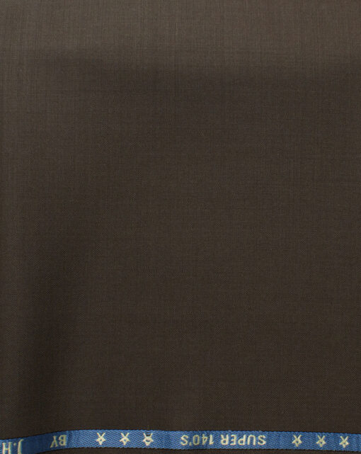 J.Hampstead Men's 60% Wool Solids Super 140's1.30 Meter Unstitched Trouser Fabric (Chocolate Brown)