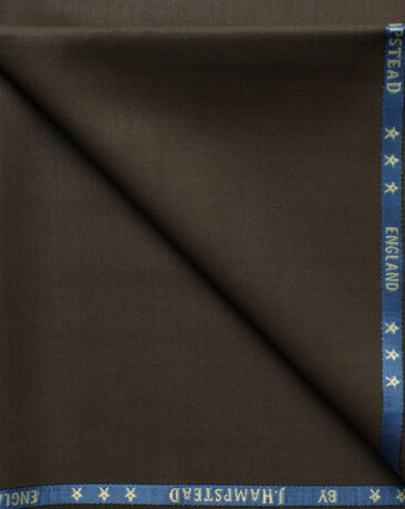J.Hampstead Men's 60% Wool Solids Super 140's1.30 Meter Unstitched Trouser Fabric (Chocolate Brown)