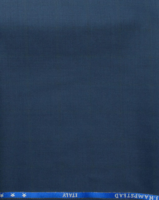 J.Hampstead Men's 60% Wool Checks Super 130's1.30 Meter Unstitched Trouser Fabric (Blue)