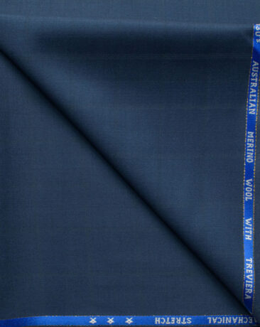 J.Hampstead Men's 60% Wool Checks Super 130's1.30 Meter Unstitched Trouser Fabric (Blue)
