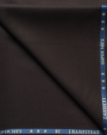 J.Hampstead Men's 60% Wool Solids Super 140's1.30 Meter Unstitched Trouser Fabric (Dark Chocolate Brown)