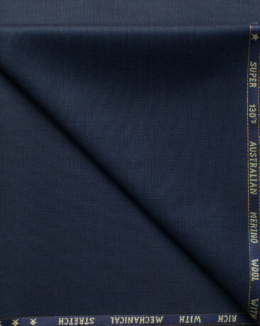 J.Hampstead Men's 60% Wool Checks Super 130's1.30 Meter Unstitched Trouser Fabric (Dark Blue)