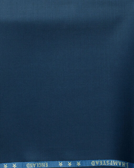J.Hampstead Men's 60% Wool Solids Super 140's1.30 Meter Unstitched Trouser Fabric (Peacock Blue)