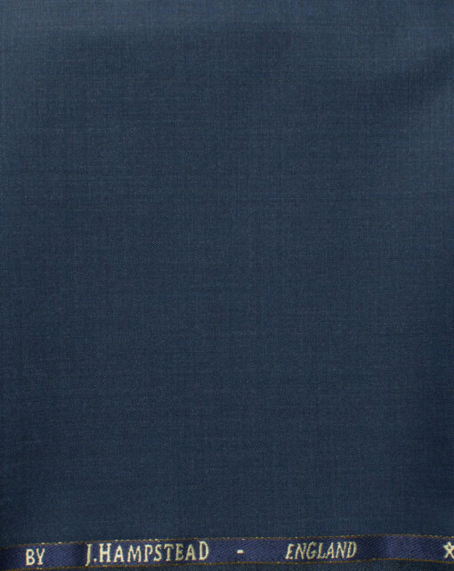 J.Hampstead Men's 60% Wool Self Design Super 140's1.30 Meter Unstitched Trouser Fabric (Dark Blue)