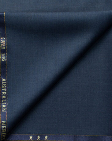 J.Hampstead Men's 60% Wool Self Design Super 140's1.30 Meter Unstitched Trouser Fabric (Dark Blue)
