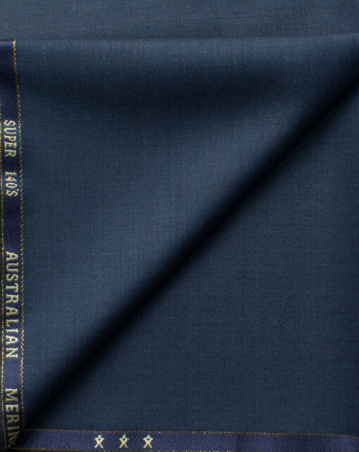 J.Hampstead Men's 60% Wool Self Design Super 140's1.30 Meter Unstitched Trouser Fabric (Dark Blue)
