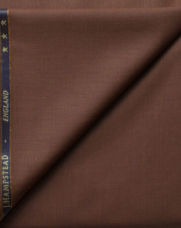 J.Hampstead Men's 60% Wool Self Design Super 140's1.30 Meter Unstitched Trouser Fabric (Copper Brown)