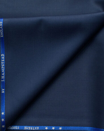 J.Hampstead Men's 60% Wool Solids Super 120's1.30 Meter Unstitched Trouser Fabric (Dark Royal Blue)