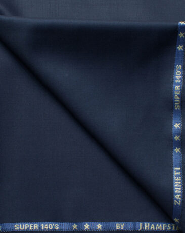 J.Hampstead Men's 60% Wool Solids Super 140's1.30 Meter Unstitched Trouser Fabric (Dark Blue)