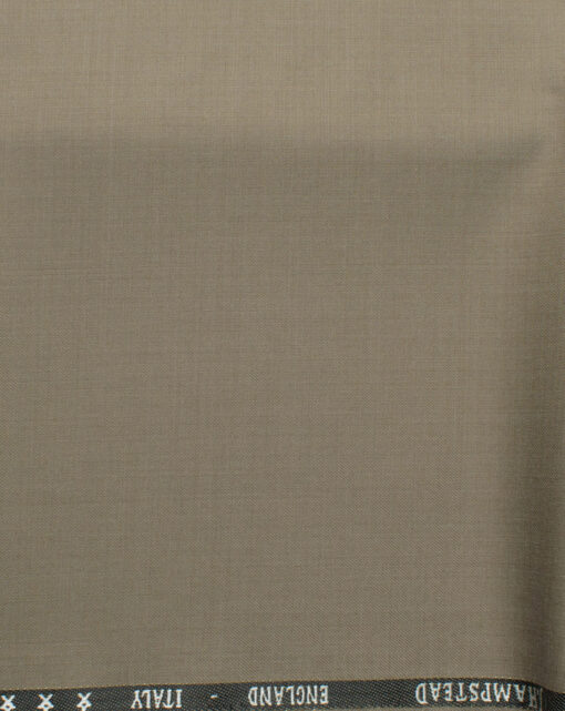 J.Hampstead Men's 60% Wool Solids Super 140's1.30 Meter Unstitched Trouser Fabric (Light Brown)