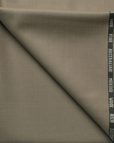 J.Hampstead Men's 60% Wool Solids Super 140's1.30 Meter Unstitched Trouser Fabric (Light Brown)