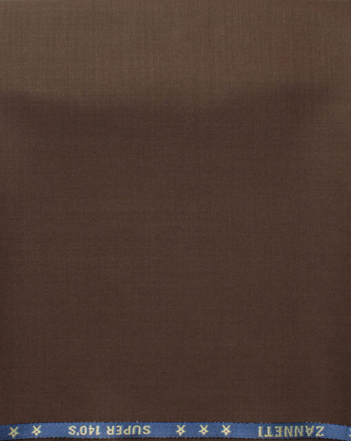 J.Hampstead Men's 60% Wool Solids Super 140's1.30 Meter Unstitched Trouser Fabric (Dark Copper Brown)