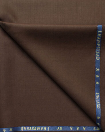 J.Hampstead Men's 60% Wool Solids Super 140's1.30 Meter Unstitched Trouser Fabric (Dark Copper Brown)