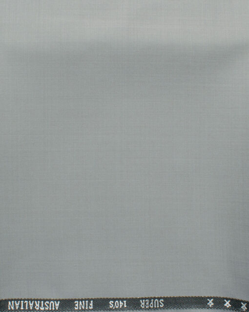 J.Hampstead Men's 60% Wool Solids Super 140's1.30 Meter Unstitched Trouser Fabric (Light Grey)
