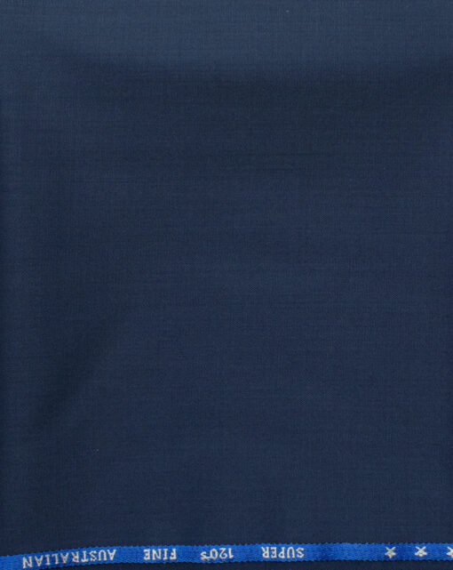 J.Hampstead Men's 60% Wool Solids Super 120's1.30 Meter Unstitched Trouser Fabric (Dark Royal Blue)