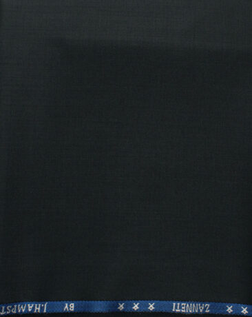 J.Hampstead Men's 60% Wool Solids Super 120's1.30 Meter Unstitched Trouser Fabric (Black)