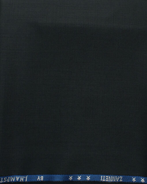 J.Hampstead Men's 60% Wool Solids Super 120's1.30 Meter Unstitched Trouser Fabric (Black)