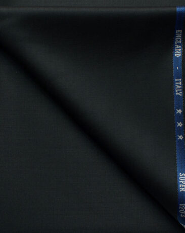 J.Hampstead Men's 60% Wool Solids Super 120's1.30 Meter Unstitched Trouser Fabric (Black)