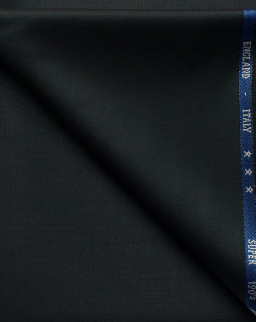 J.Hampstead Men's 60% Wool Solids Super 120's1.30 Meter Unstitched Trouser Fabric (Black)
