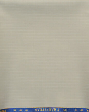 J.Hampstead Men's 60% Wool Striped Super 130's1.30 Meter Unstitched Trouser Fabric (Ivory Cream)