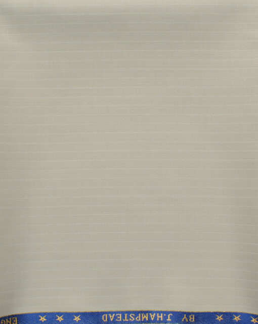 J.Hampstead Men's 60% Wool Striped Super 130's1.30 Meter Unstitched Trouser Fabric (Ivory Cream)