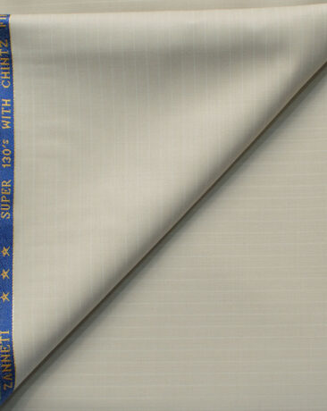 J.Hampstead Men's 60% Wool Striped Super 130's1.30 Meter Unstitched Trouser Fabric (Ivory Cream)