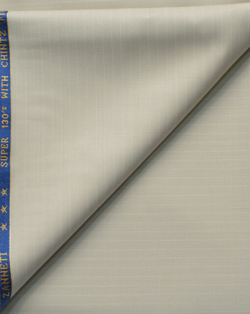 J.Hampstead Men's 60% Wool Striped Super 130's1.30 Meter Unstitched Trouser Fabric (Ivory Cream)