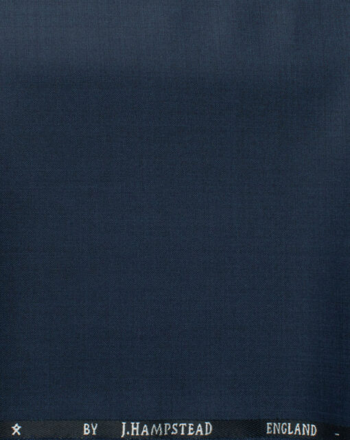 J.Hampstead Men's 60% Wool Self Design Super 140's1.30 Meter Unstitched Trouser Fabric (Dark Blue)