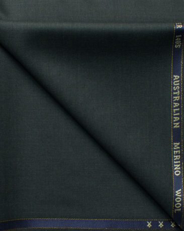 J.Hampstead Men's 60% Wool Solids Super 140's1.30 Meter Unstitched Trouser Fabric (Dark Green )