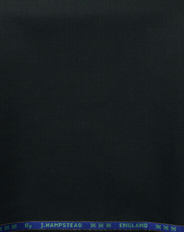J.Hampstead Men's 60% Wool Solids Super 140's1.30 Meter Unstitched Trouser Fabric (Black)