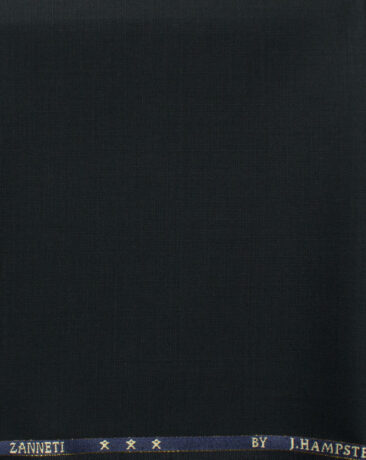 J.Hampstead Men's 60% Wool Self Design Super 130's1.30 Meter Unstitched Trouser Fabric (Black)