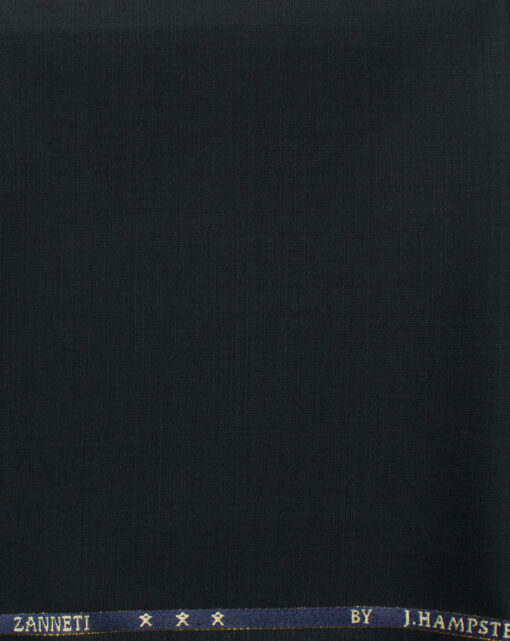 J.Hampstead Men's 60% Wool Self Design Super 130's1.30 Meter Unstitched Trouser Fabric (Black)