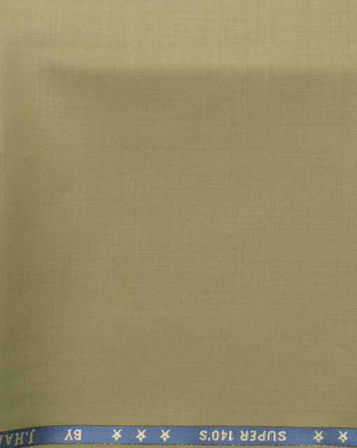 J.Hampstead Men's 60% Wool Solids Super 140's1.30 Meter Unstitched Trouser Fabric (Sand Beige)