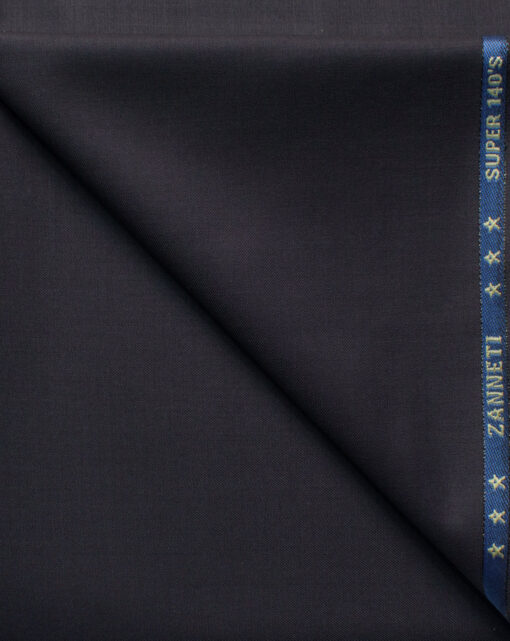 J.Hampstead Men's 60% Wool Solids Super 140's1.30 Meter Unstitched Trouser Fabric (Dark Purple)