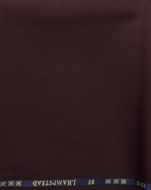 J.Hampstead Men's 60% Wool Solids Super 130's1.30 Meter Unstitched Trouser Fabric (Dark Wine)