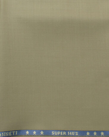 J.Hampstead Men's 60% Wool Solids Super 140's1.30 Meter Unstitched Trouser Fabric (Oat Beige)